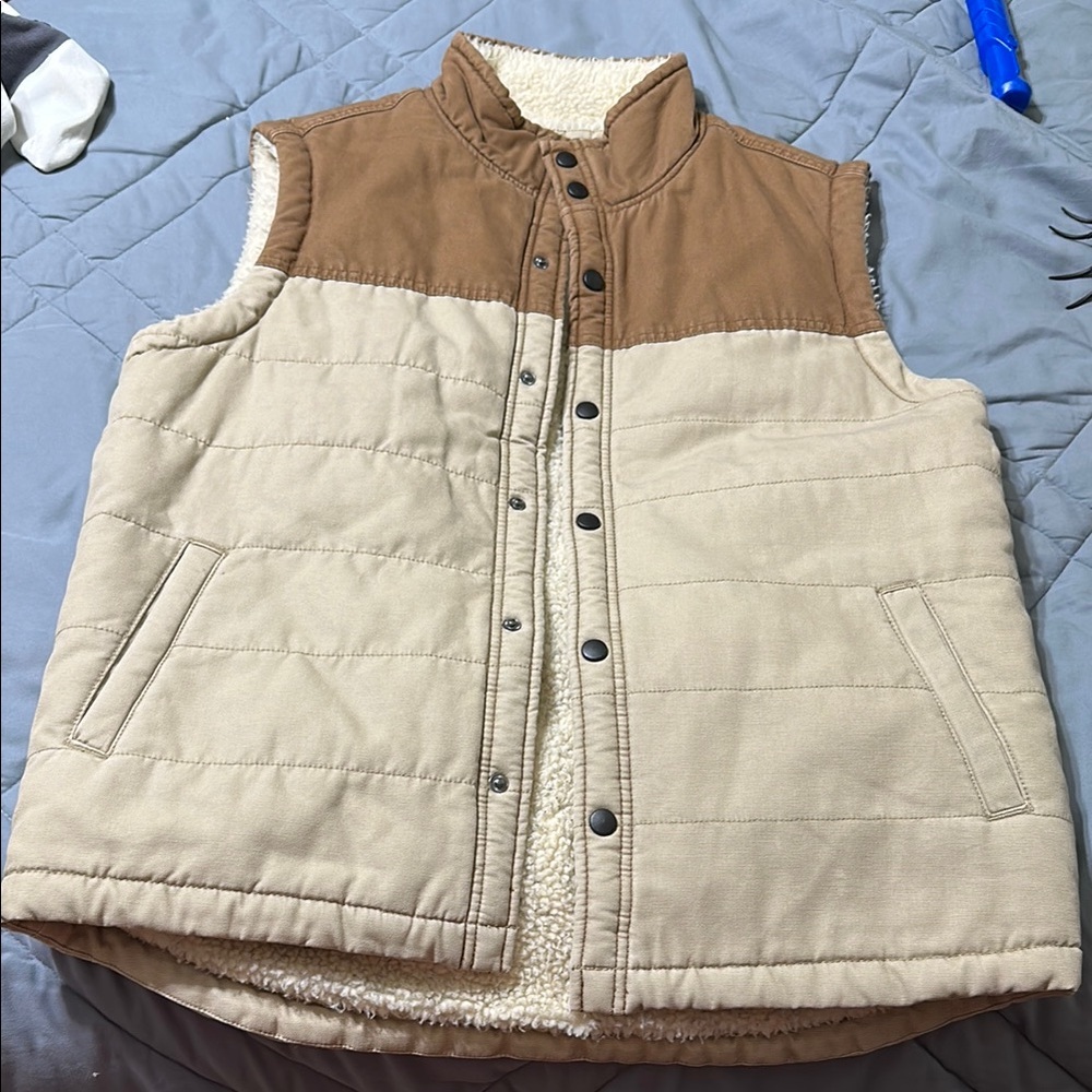 Departwest Tan and Brown Sleeveless Puffer Vest